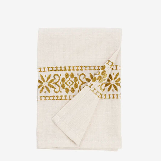 Torchon écru motif ocre