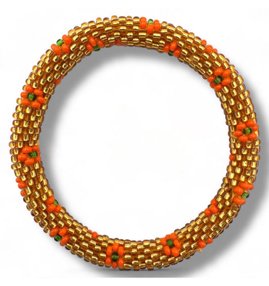 Bracelet népalais enfant doré/orange