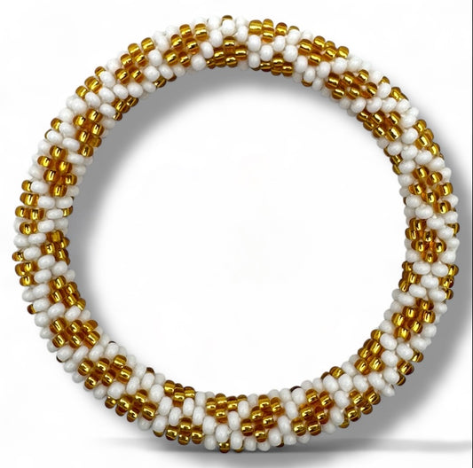 Bracelet népalais enfant doré/blanc