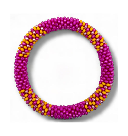 Bracelet népalais enfant rose/jaune