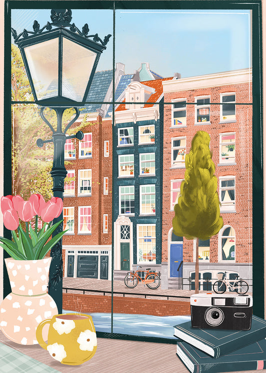 Puzzle Amsterdam vue d'un café