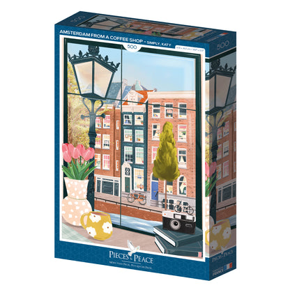 Puzzle Amsterdam vue d'un café